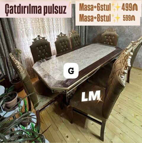 Klassik üslubda yemək otağı dəsti - Masa: düzbucaqlı formaya yaxın — ucuz.mebel — Masalar və stullar