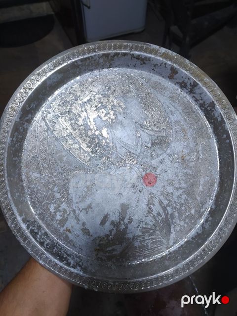 Gümüşü rəngdə metal sini/tray - Material: döymə metal (gümüşü örtüklü — Bakı