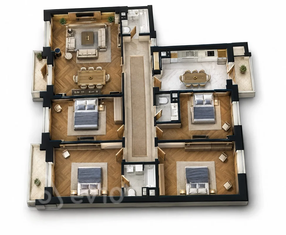 5 otaqlı mənzil, 206 m², Fəvvarələr Meydanı — Mənzil, Bakı (4)