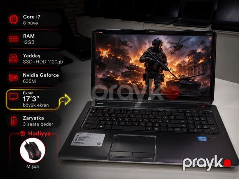 HP 17'3 Mat ekranlı/i7-8nüvəli/12GB Ram/SSD+HDD-1.000 — Bakı