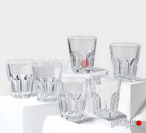 Stəkan dəsti No Brand New America 00112, bərkidilmiş şüşə, şəffaf, 350 ml, 6 əd — Bakı