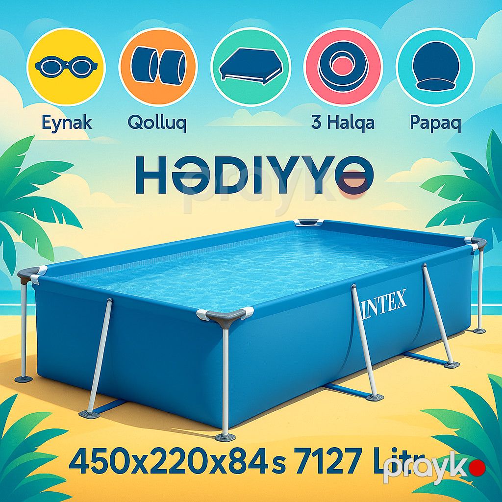 Karkaslı hovuz Intex 28273Gift, 7127 l, göy, 450x220x84 sm — Hovuzlar, Bakı (3)