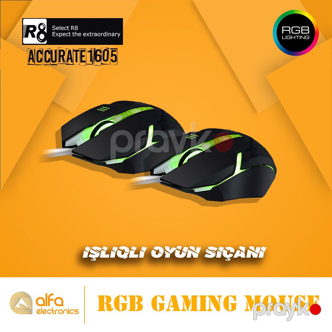 İşıqlı oyun siçanı "R8 Accurate 1602L" — Periferik cihazlar, Bakı (4)