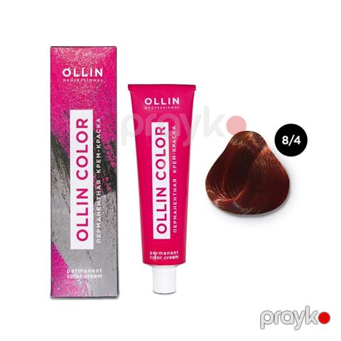 Saçlar üçün krem-boya Ollin Professional Ollin Color 8/4 Açıq xurmayı mis 100 ml — Bakı
