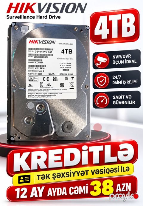 Hikvision Surveillance Hard Drive – 4TB - Model: DS40HKVS-VX1 — Bakı