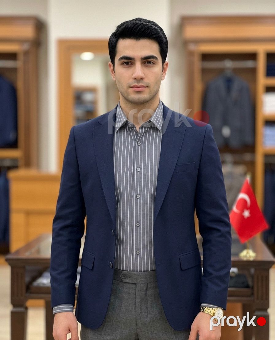 Kişilər üçün uzunqol köynək Türkoğlu VZYN091, boz, pambıq, ölçü XL — Mallar, Bakı (3)