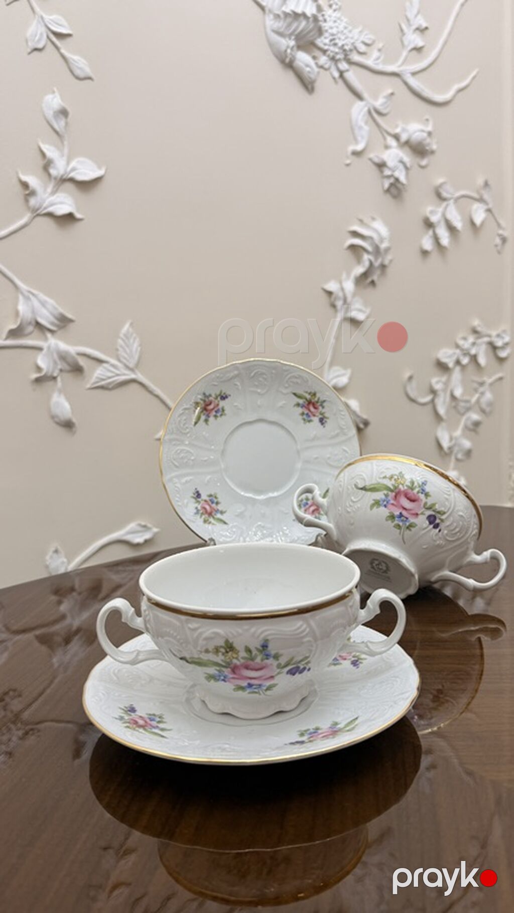 Çay dəsti, rəng - Ağ, Farfor, Çexiya — Süfrə qabı, Bakı (2)