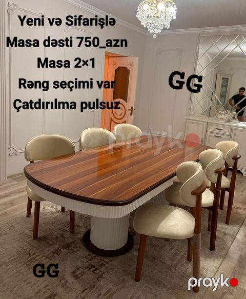 Yeni və Sifarişlə Masa dəsti 750_azn Masa 2×1 Rəng seçimi var Təhvil — Saray