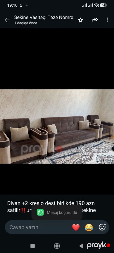 Divan +2 kreslo dest birlikde 190 azn satilir‼ unvan qobu l2863(25) — Bakı