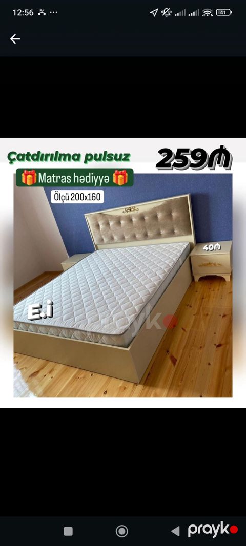 Yataq dəsti – ölçü 200x160 - Yumşaq, düyməli başlıq dizaynı ilə — Sumqayıt
