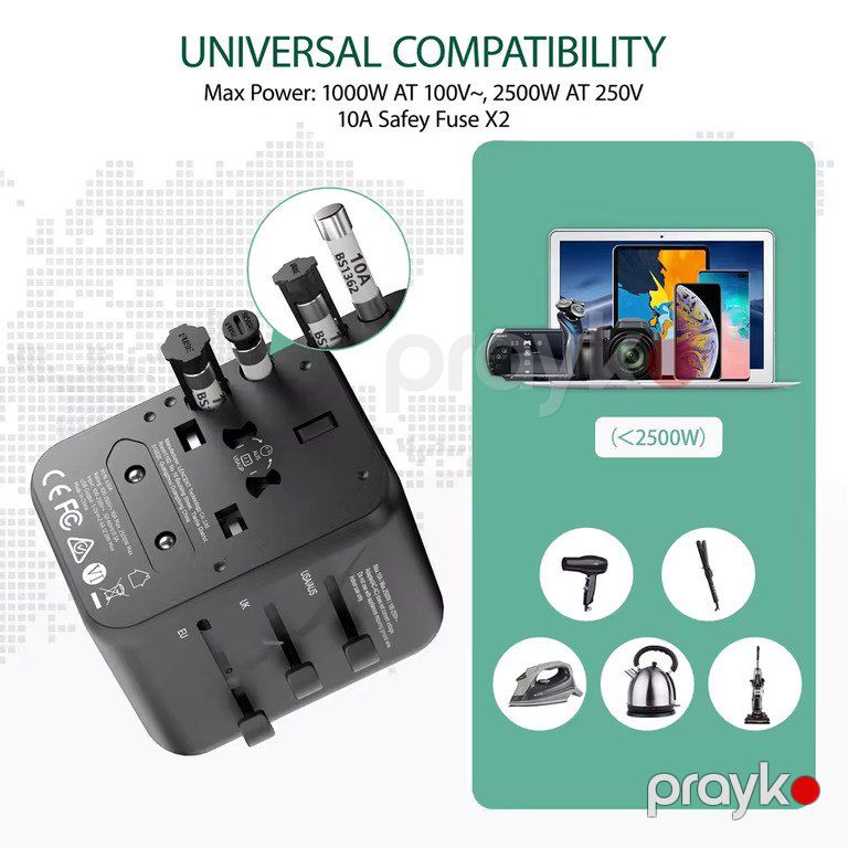 Lencent International Travel Adapter with 2 USB Ports All-in-One — Periferik cihazlar, Bakı (2)