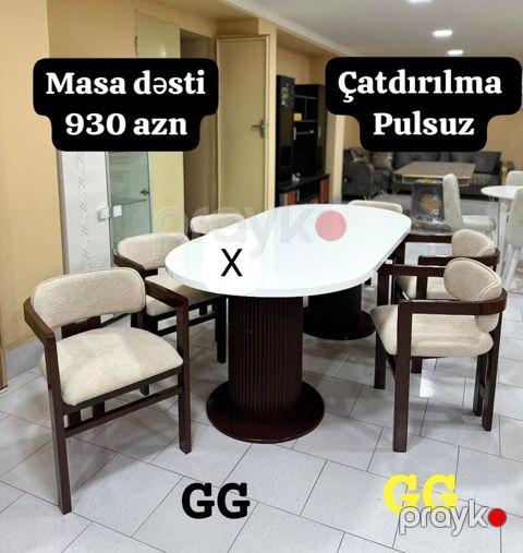 Masa dəsti – 930 AZN Çatdırılma – Pulsuz Dəst tərkibi: 1 ədəd oval — Bakı