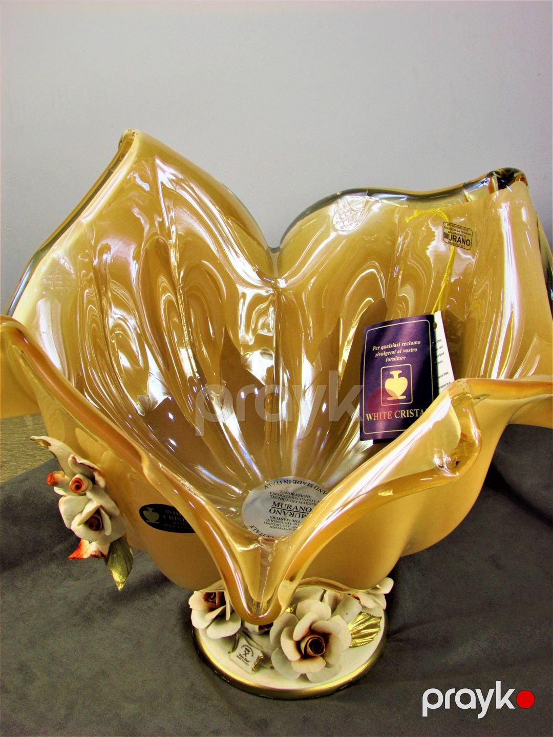 Meyvə qabı Murano Tulipano 3800HNY, bərkidilmiş şüşə, bej, 30x37 sm — Mallar, Bakı (3)