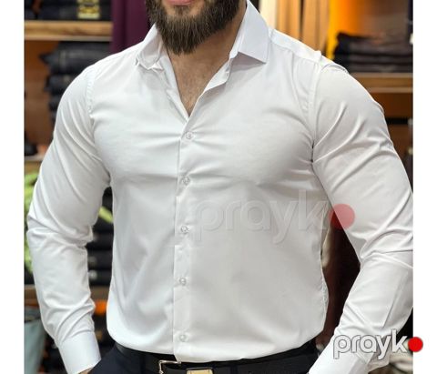 Kişilər üçün uzunqol köynək Paşatürk TCS_2441, ağ, pambıq, ölçü S — Bakı