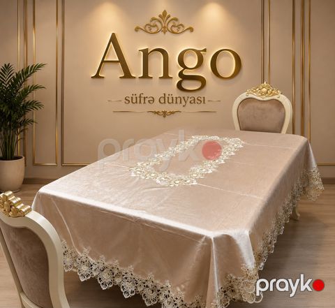 Süfrə, məxmər, bej, 180x270 sm — Bakı