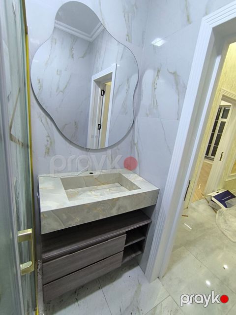 Banyo üçün daş üstlü lavabo dəsti - Material: mərmər naxışlı daş üst