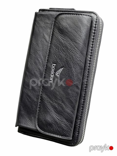 Klatç uniseks poliuretan, qara, 19.5x10.5 sm, 8 kart bölməsi, Çin istehsalı - Boxiden_J3311_Black — Bakı