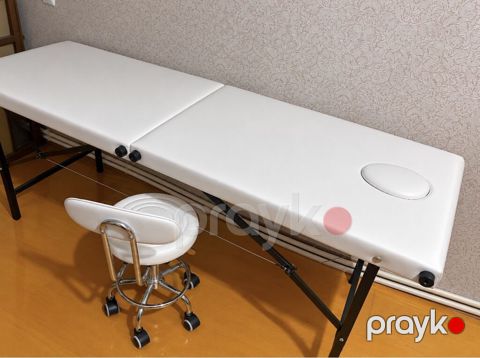Portativ masaj/estetik masası və təkərli taburet - Rəng: ağ — Sumqayıt