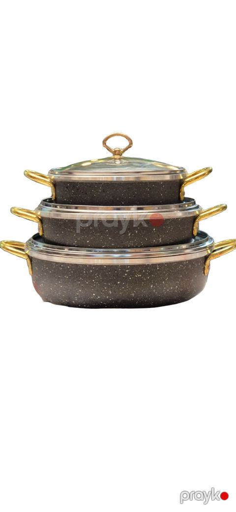 Yemək hazırlanması üçün qab-qacaq dəsti Vip Chef, qranit, boz, 6 əşya — Bakı