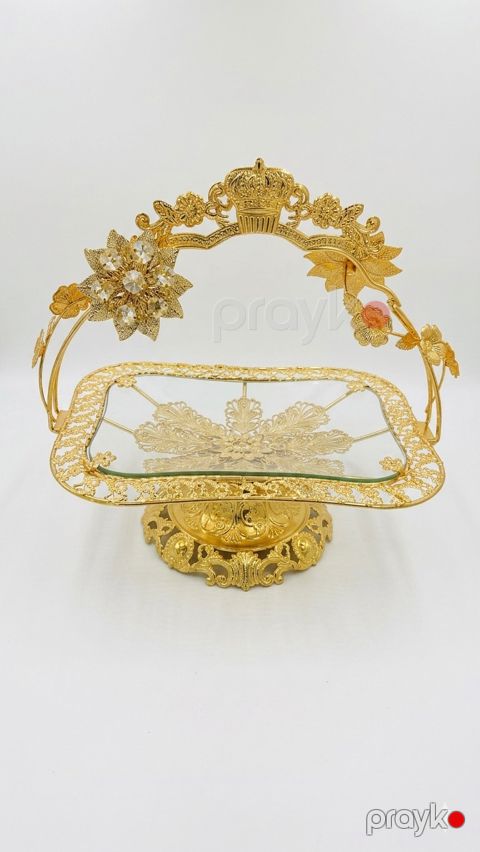 Şirniyyat qabı metal, qızılı, 25x35 sm — Bakı