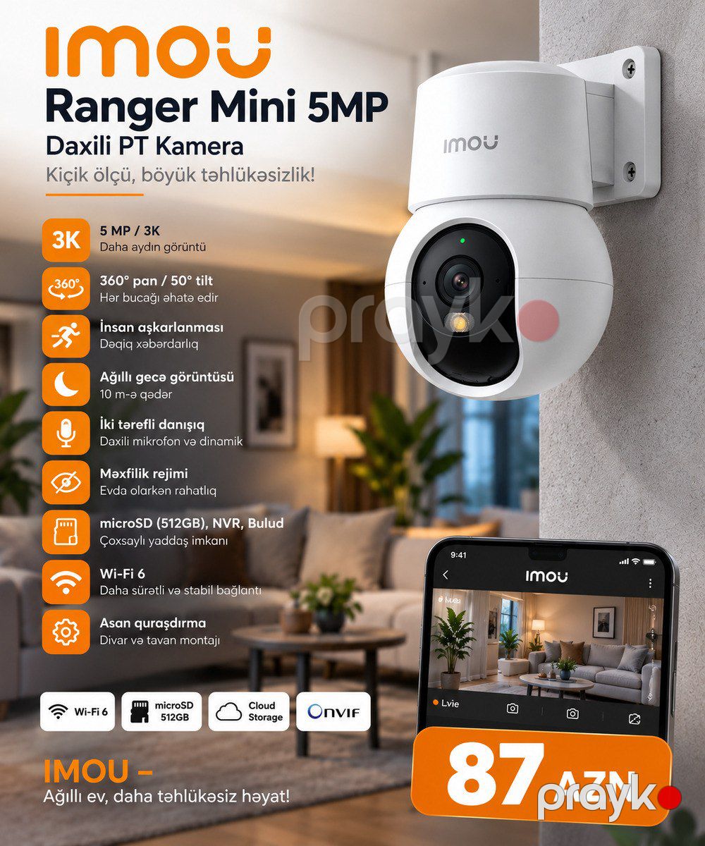Imou 5MP 360° Wi-Fi Kamera — Ağıllı ev və təhlükəsizlik, Bakı (2)