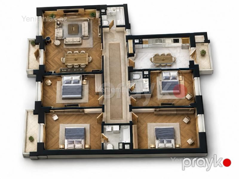 Satılır 5 otaqlı Bina evi menzil (Yeni tikili), 206 m², Xətai rayonu — Mənzil, Bakı (4)