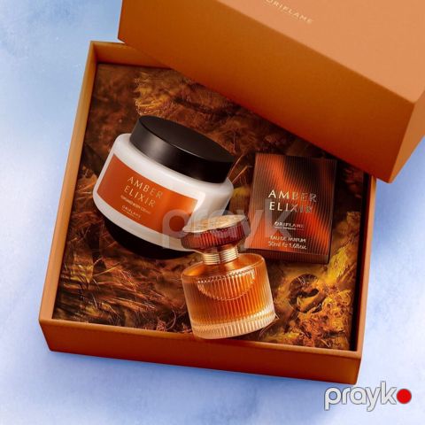 Dest Amber Elixir Oriflame. Hediyye qutusunda parfüm ve beden — Novxanı