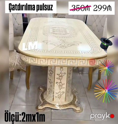 Klassik üslubda yemək masası - Rəng: krem/qızılı tonlarda - Dizayn — Bakı