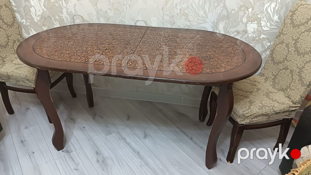 Yemək otağı dəsti – oval masa və 6 ədəd stul - Material: ağac (təbii — Masalar və stullar, Bakı (2)