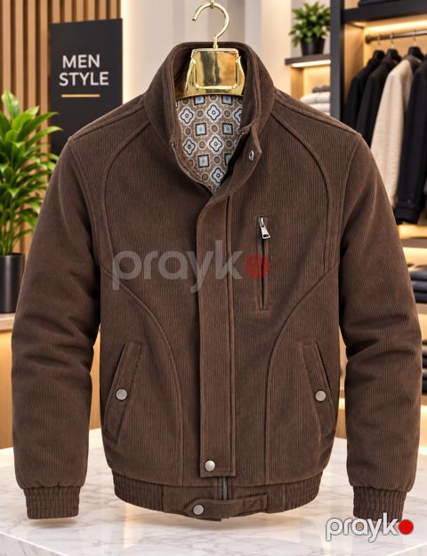 Gödəkçə 12979 kişilər üçün, qəhvəyi, velvet, ölçü XL — Bakı