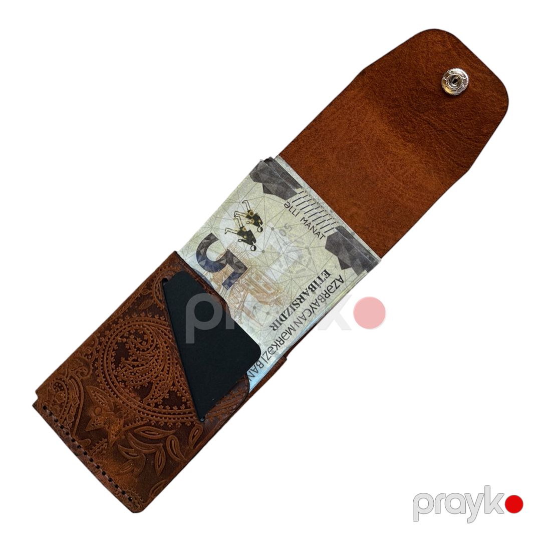 Pul kisəsi ORI Leather Dana dərisi 9.7 sm 6.9 sm 12956_1 butalı qəhvəyi — Mallar, Bakı (2)