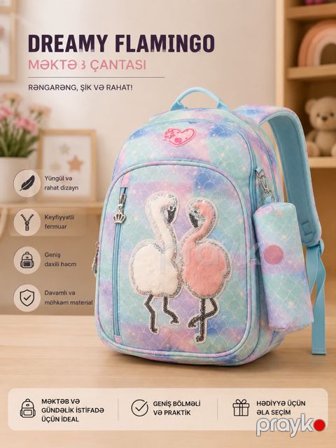 Məktəb çantası BA37, poliester, açıq mavi, 10 l — Bakı