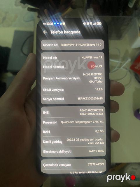 Huawei nova 11, 256 GB, rəng - Qara, Barmaq izi, İki sim kartlı, Face ID — Bakı