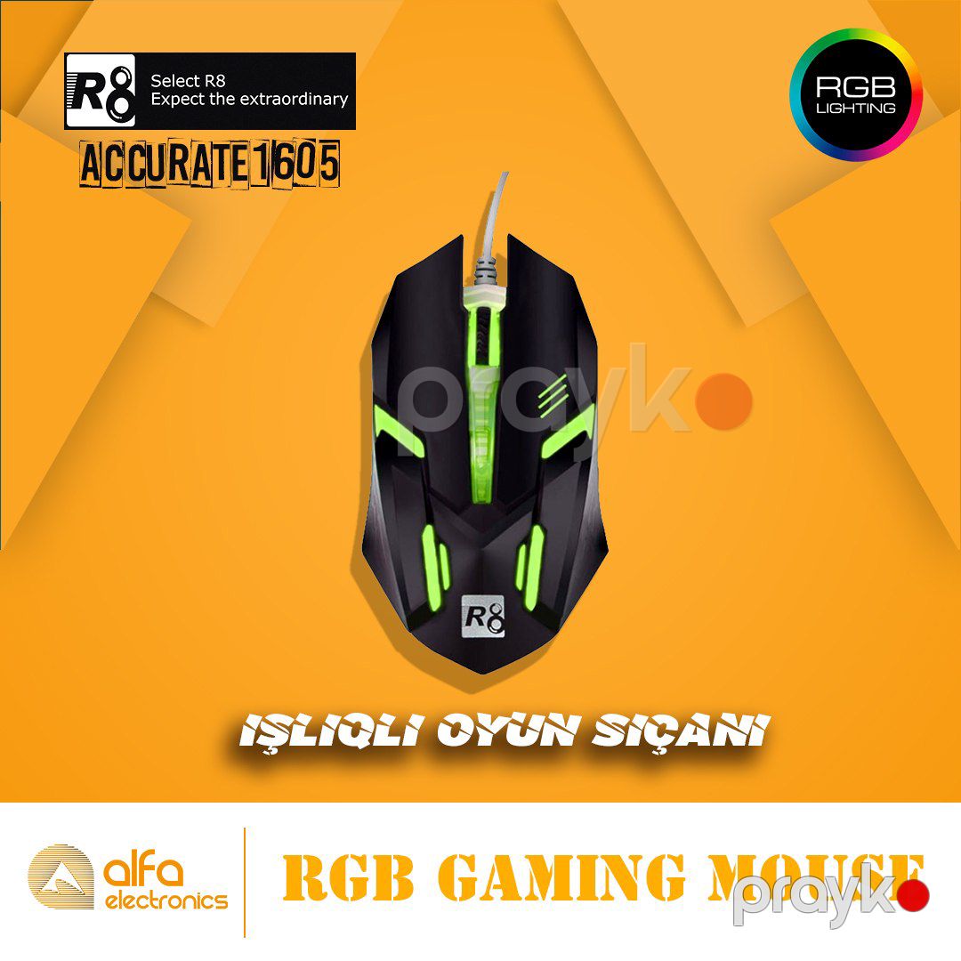 İşıqlı oyun siçanı "R8 Accurate 1602L" — Periferik cihazlar, Bakı (3)