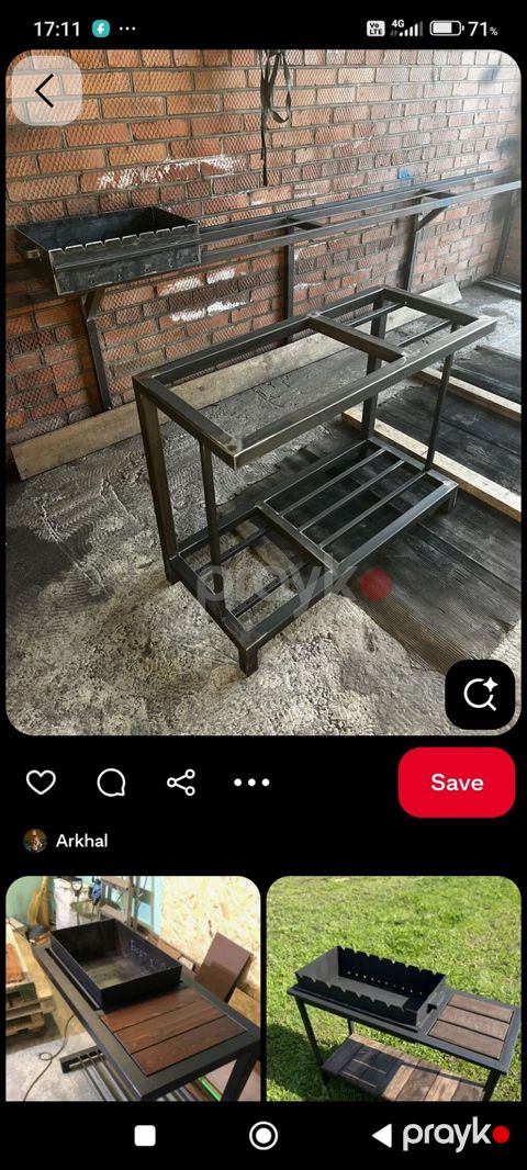 Metall manqal masası və şiş üçün brazier dəsti - Material: qalın — Bakı