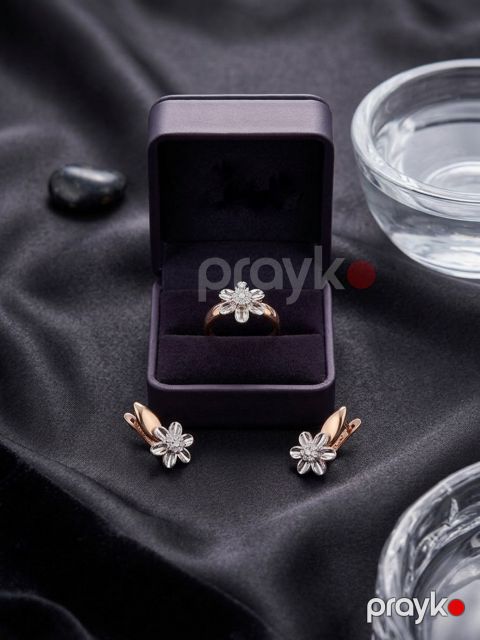 Sırğa və üzük dəsti qadınlar üçün 32778128, rodium örtüklü polad — Bakı