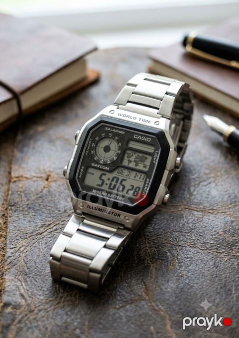 Casio World Time rəqəmsal qol saatı - Paslanmayan poladdan metal — Sumqayıt