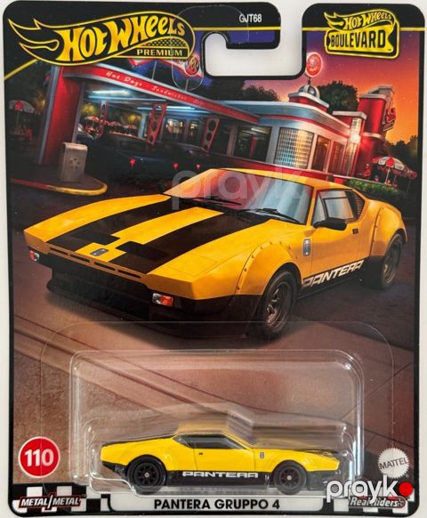 Oyuncaq maşın Hot Wheels, De Tomaso Pantera Gruppo 4, 3+ yaş, metal, sarı/qara — Bakı