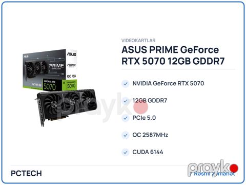 ASUS prıme GeForce RTX 5070 12GB GDDR7 oc Edition (PRIME-RTX5070-O12G) — Bakı