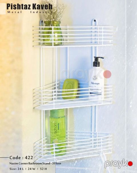 Hamam otağı üçün künc rəf vm408, metal, ağ, 3 mərtəbəli, 24x24x52 sm — Bakı