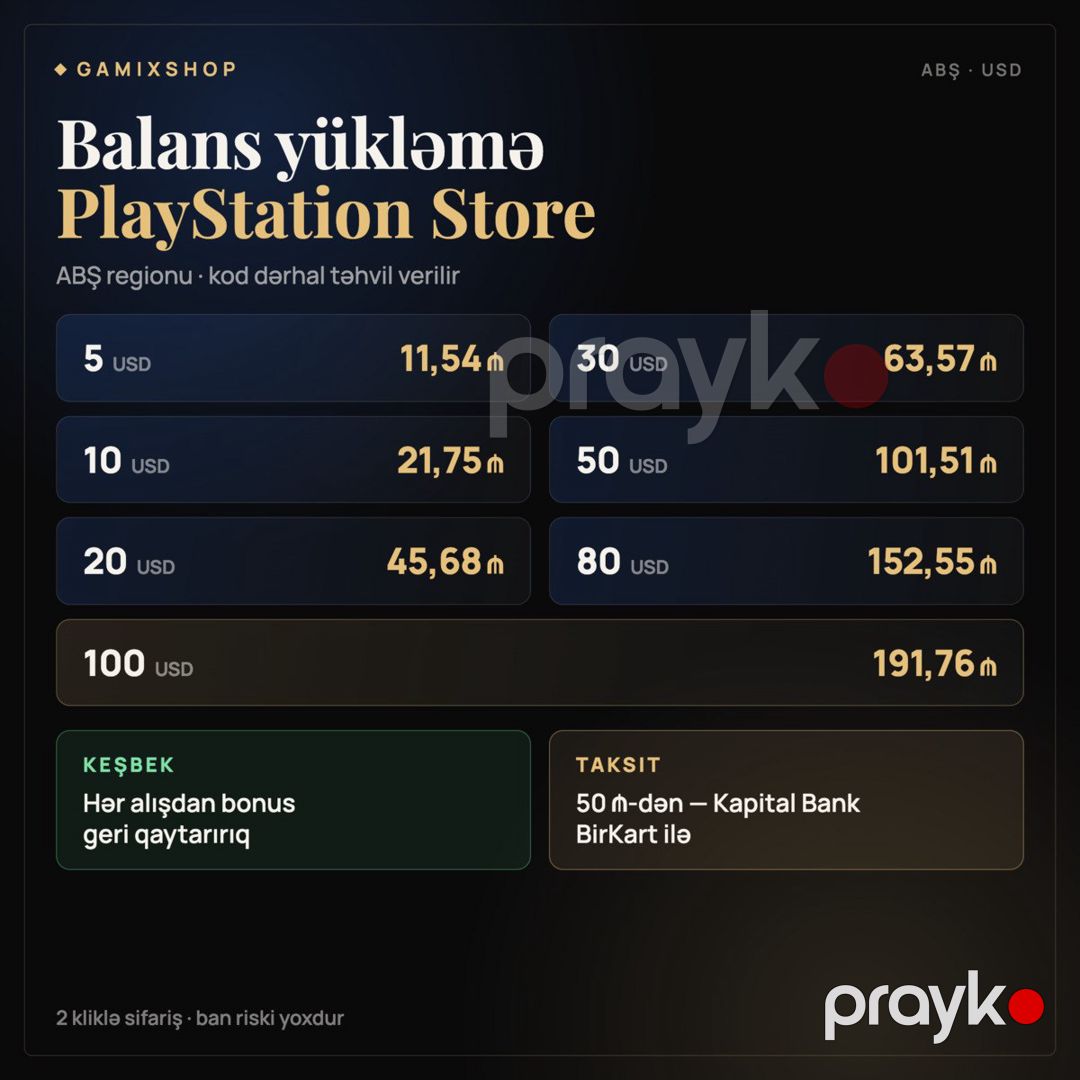 PlayStation Store balans yükləmə — Oyunlar, konsollər və proqramlar, Bakı (2)