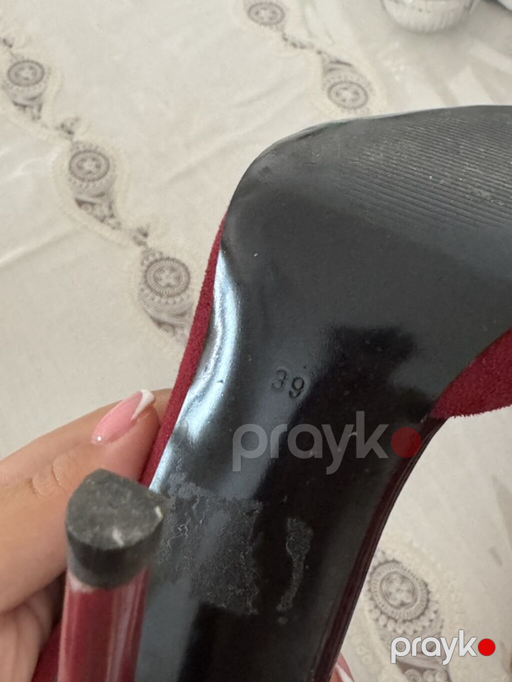 Bordo rəngdə klassik stiletto qadın ayaqqabısı - Model: sivri — Tufl, Digah (3)