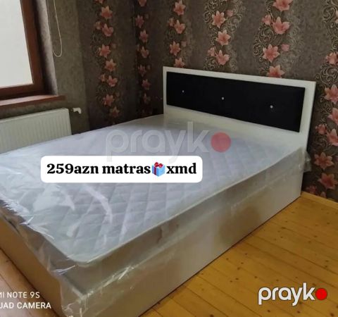 Yataq dəsti – başlıq və çarpayı korpusu ilə - Rəng: ağ korpus — Bakı