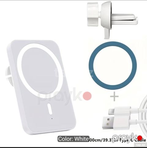 IPhone 17 16 15 14 13 12 Pro Max Mini üçün 15W Maqnitli Simsiz Maşın Şarj Cihazı – Sürətli Şarj, USB