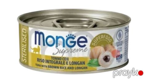 Nəm yem pişiklər üçün Monge Supreme Sterilised, ton balığı, qəhvəyi düyü və longan ilə, 80 q — Bakı