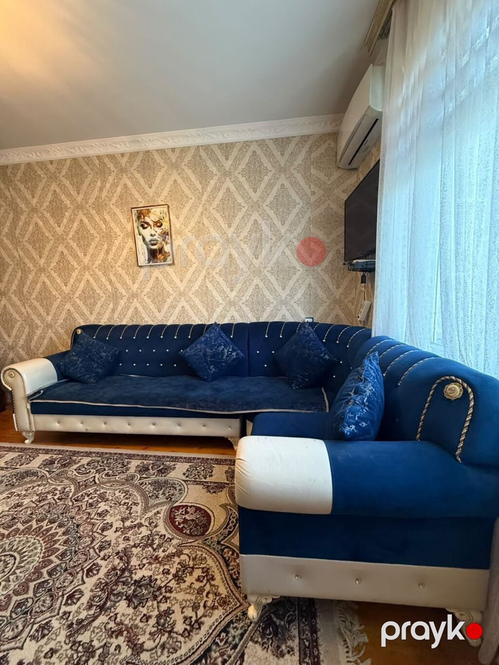 Künc divan dəsti – klassik üslub - Rəng: tünd göy (velur toxumalı — Yumşaq mobilya dəstləri, Bakı (4)