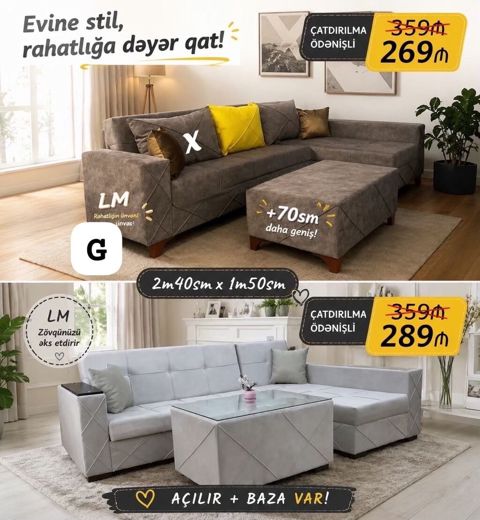 Məhsul: Künc divan dəsti (osmanlı/puf ilə) Üslub və rahatlıq bir — ucuz.mebel — Soft furniture sets