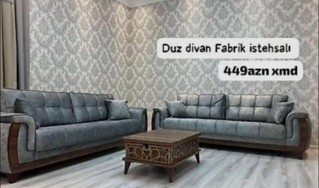 Düz divan – Fabrik istehsalı - Klassik-modern dizayn: yumşaq boz — Divanlər, Bakı