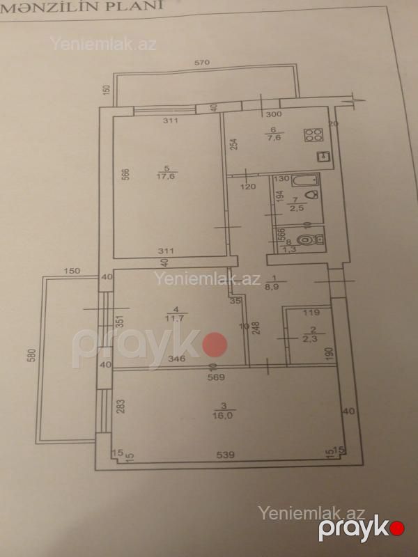 Satılır 3 otaqlı Bina evi menzil (Köhnə tikili), 85 m², Nəsimi rayonu — Mənzil, Bakı (11)