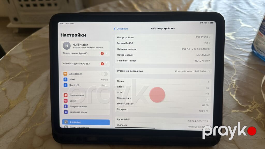 Apple iPad Air (5-ci nəsil) – Wi‑Fi, 64 GB, Boz (Space Gray) — Apple, Şirvan (2)
